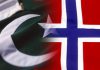Picture: Pakistan flag on left and Norway flag on right