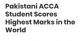 Zara Naeem scored highest marks in ACCA exam worldwide.